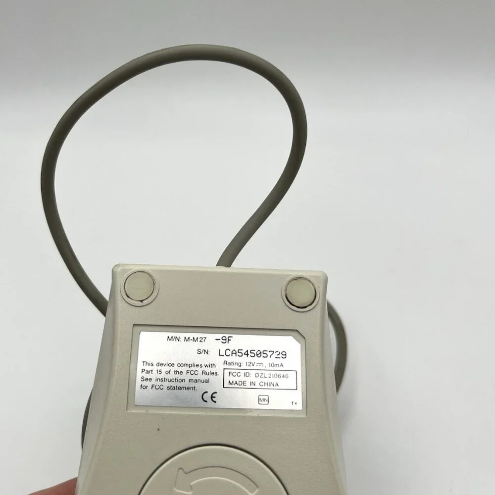 Vintage 90s Dexxa Serial Ball Mouse M-M27 Beige 2-Button Retro PC WYSE Terminal